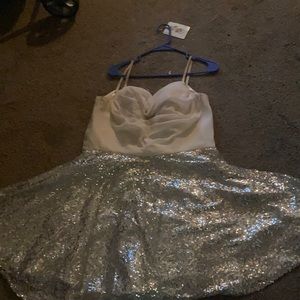 White and silver dress